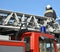 Firefighter works on the top of a fire truck