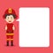 Firefighters Character Making Thumb Up with Speech Bubbles