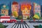 Firefighters with engine fire truck extinguish civil house in town. Natural Disaster concept cartoon vector illustration