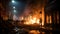Firefighters extinguish a burning building in Kiev, Ukraine.