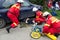 Firefighters extricating victim