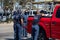 Firefighters with masks on from the Ventura City Fire Department hold a training session at Harbor Cove Beach