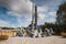 Firefighters monument in the abandoned town of Chernobyl