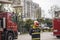 Firefighters operating fire ladders during the exercise