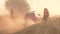 Firefighters rushed through the smoke to the fire fighting. Cinematic blurred environment.