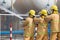 Firefighters spray water in LPG gas tanks, Fire extinguishers ca