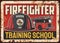 Firefighters training school vector banner