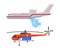 Firefighting Aircraft as Emergency Rescue Service Vehicle and Transport Vector Set