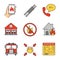 Firefighting color icons set