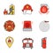 Firefighting color icons set