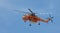 A firefighting Erickson S-64 Aircrane helicopter operates in Hymettus mount wildfire, Greece.