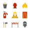 Firefighting icons flat