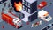 Firefighting Isometric Illustration