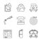 Firefighting linear icons set