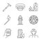 Firefighting linear icons set