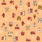 Firefighting red linear vector icons set