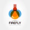 Firefly bug logo design template. Abstract colorful lamp icon. V
