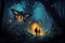 Firefly leave forest to see world in Fantasy art
