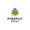 Firefly logo icon design vector line with light lamp on the tail, illustration element design