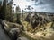 Firehole river and waterfalls in yellowstone wyoming