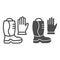 Fireman boots and gloves line and solid icon. Fire protection equipment outline style pictogram on white background