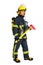 Fireman with breathing air cylinder apparatus and axe