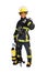 Fireman with breathing air cylinder apparatus and hooligan crowbar