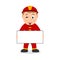 Fireman Character with Blank Banner