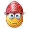 Fireman emoji isolated on white background, firefighter emoticon 3d rendering