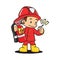 fireman with extinguisher. Vector illustration decorative design