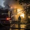 fireman fights fire burning down a home