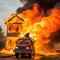 fireman fights fire burning down a home