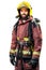 Fireman in fire fighting gear.