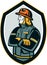 Fireman Firefighter Arms Folded Shield Retro