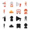 Fireman, flame, fire truck. Fire departmentset set collection icons in black,cartoon style vector symbol stock