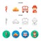 Fireman, flame, fire truck. Fire departmentset set collection icons in cartoon,outline,flat style vector symbol stock