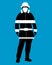 Fireman flat icon. Service 911. Silhouette Vector illustration