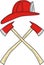 Fireman Helmet Crossed Fire Axe Drawing