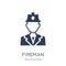 Fireman icon. Trendy flat vector Fireman icon on white background from Professions collection
