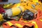 fireman oxygen mask and air tank with equipment prepare for operation