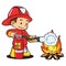 fireman to the fire fighting. Vector illustration decorative design