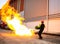 Fireman Training Officer Using a gas tank to teach and show the release of gas