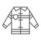 Fireman uniform thin line icon. Fireproof suit outline style pictogram on white background. Fire jacket protection for