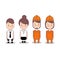 Fireman wearing orange helmet and office worker with tie. Kids Characters Collection set of professions occupation in