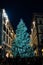 Firenze, Tuscany Italy - December 30, 2018 Florence Christmas Tree Lights at night