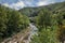 Firenzuola, Florence, Tuscany, Italy: landscape of the the forest on Apennine mountains with the Santerno river