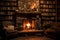 Fireplace and book shelves