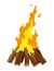 Fireplace campfire type. Burning wood, travel and adventure symbol. Vector bonfire or woodfire in cartoon flat style