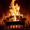 Fireplace, fire burning, cozy warm fireside, christmas home