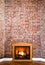 Fireplace and Flat Brick Wall Perspective